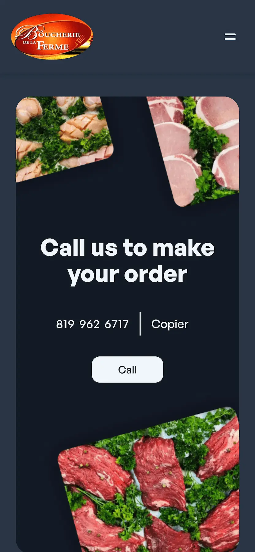 Call to business to order CTA (dark mode)